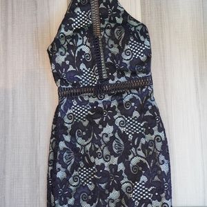 B. Darlin Juniors Navy Lace & Teal Bodycon Special Occassion Drew - Size 1/2